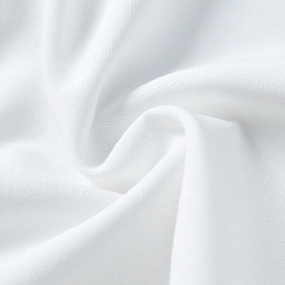 White Casual Women's Solid Color Ruffle Trim Decor Button Front Blouse - Picture 5 of 5